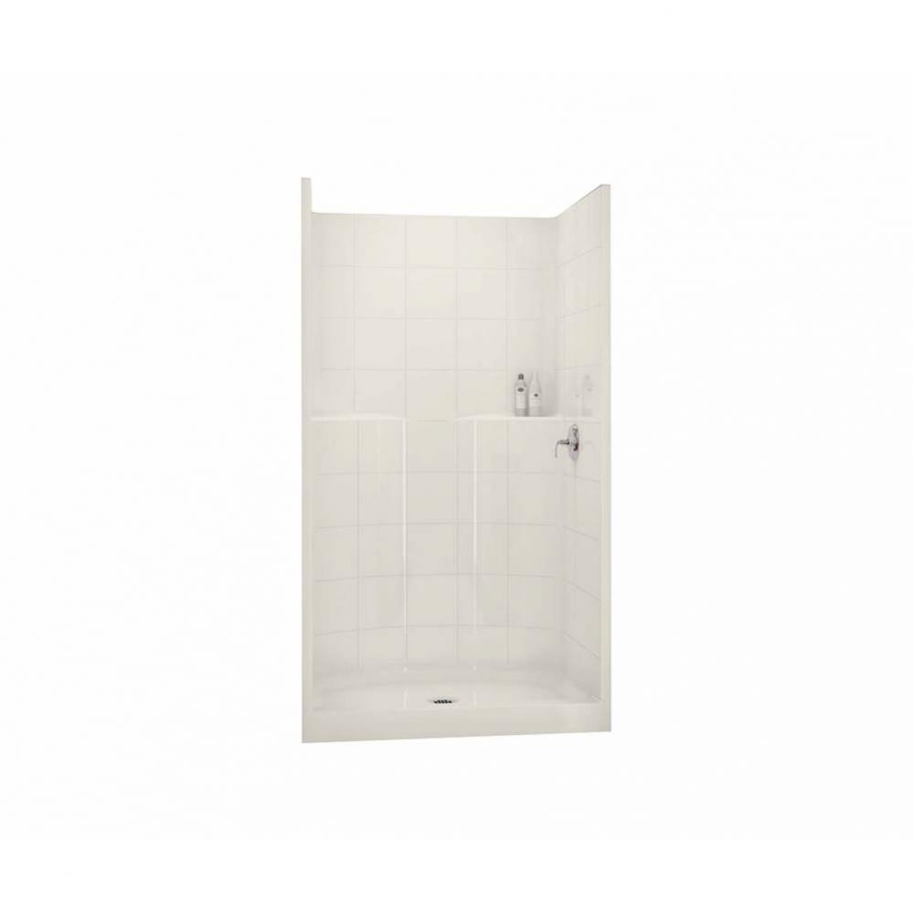 SST42 42 in. x 34 in. x 75 in. 1-piece Shower with No Seat, Center Drain in Biscuit