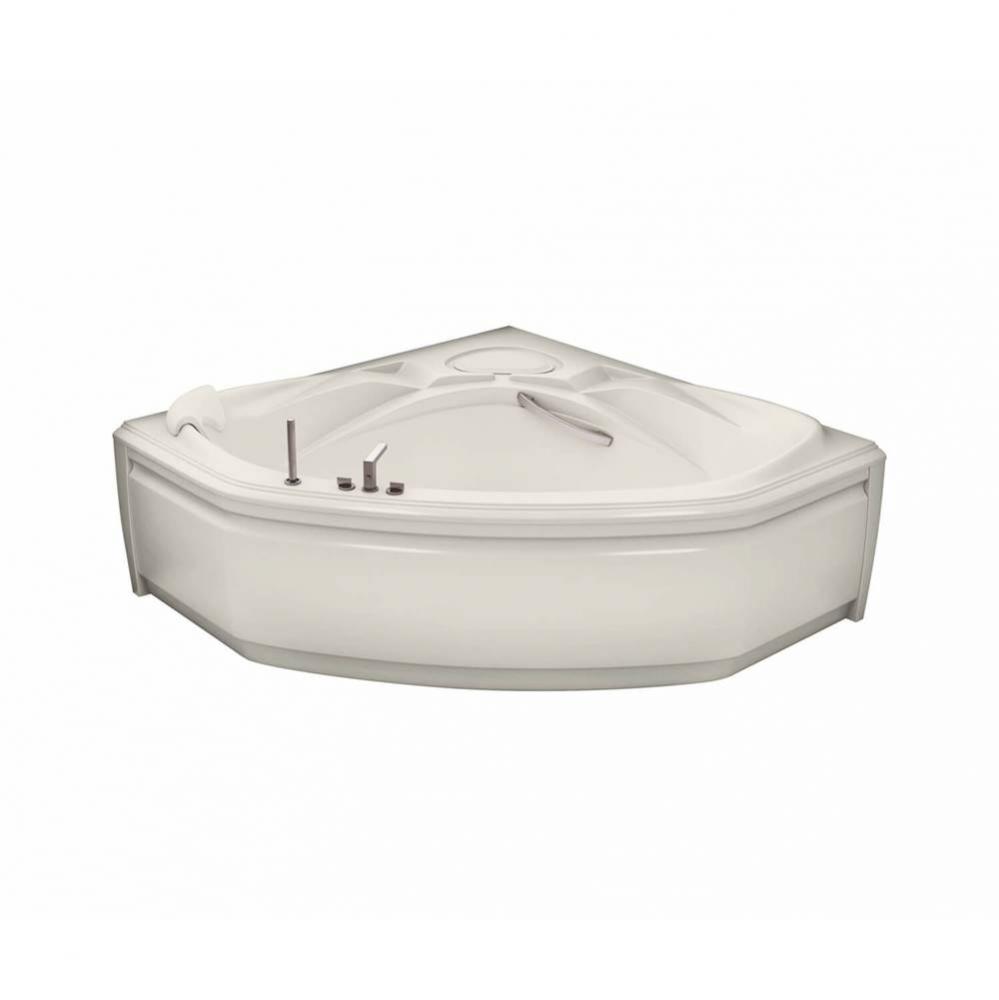Infinity 60 in. x 60 in. Corner Bathtub with Aerofeel System Center Drain in Biscuit