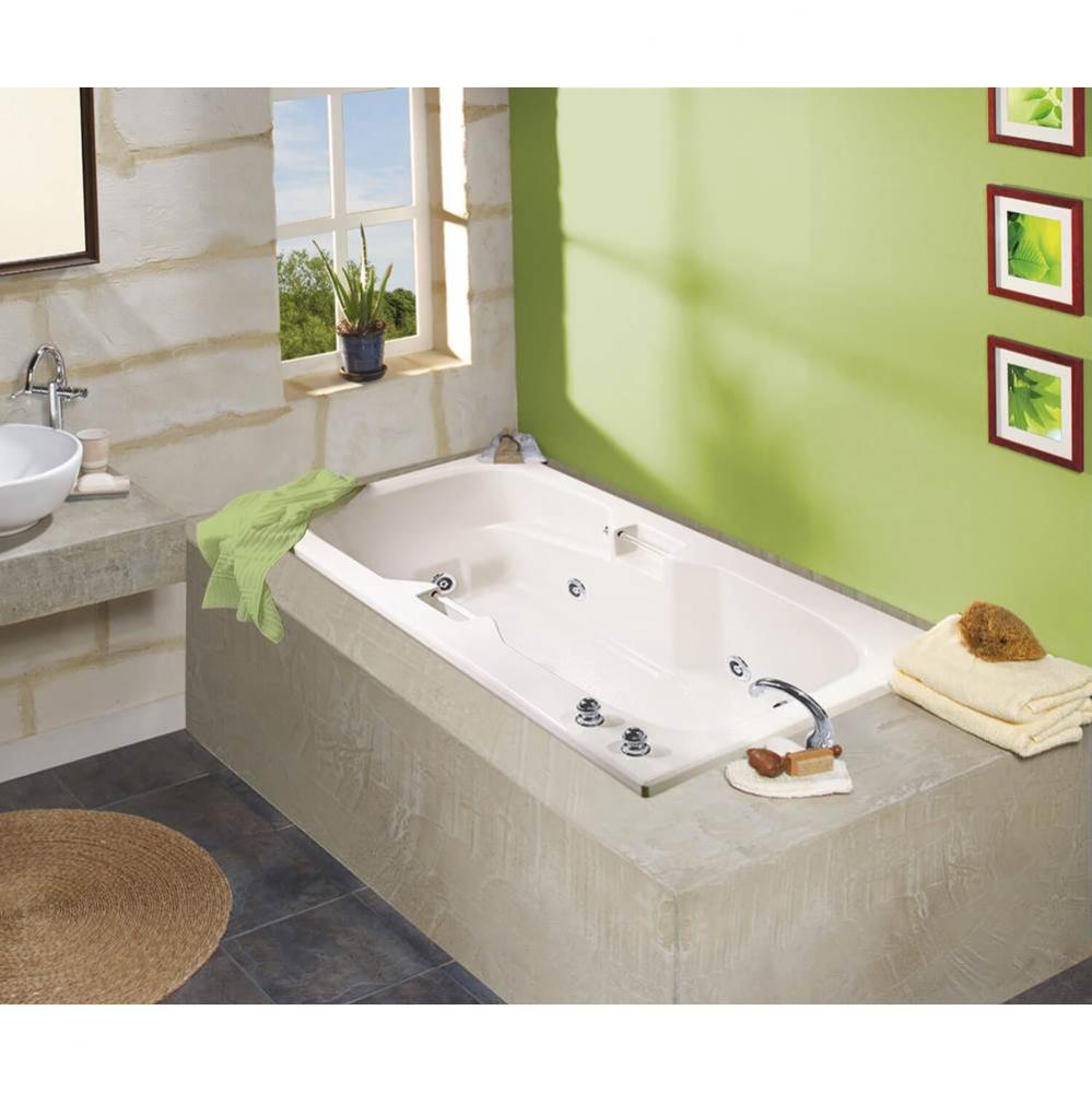 Lopez 66.25 in. x 35.75 in. Alcove Bathtub with End Drain in White