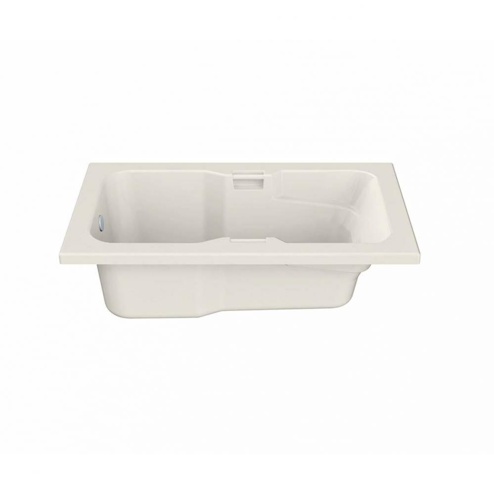 Lopez 66.25 in. x 35.75 in. Alcove Bathtub with End Drain in Biscuit