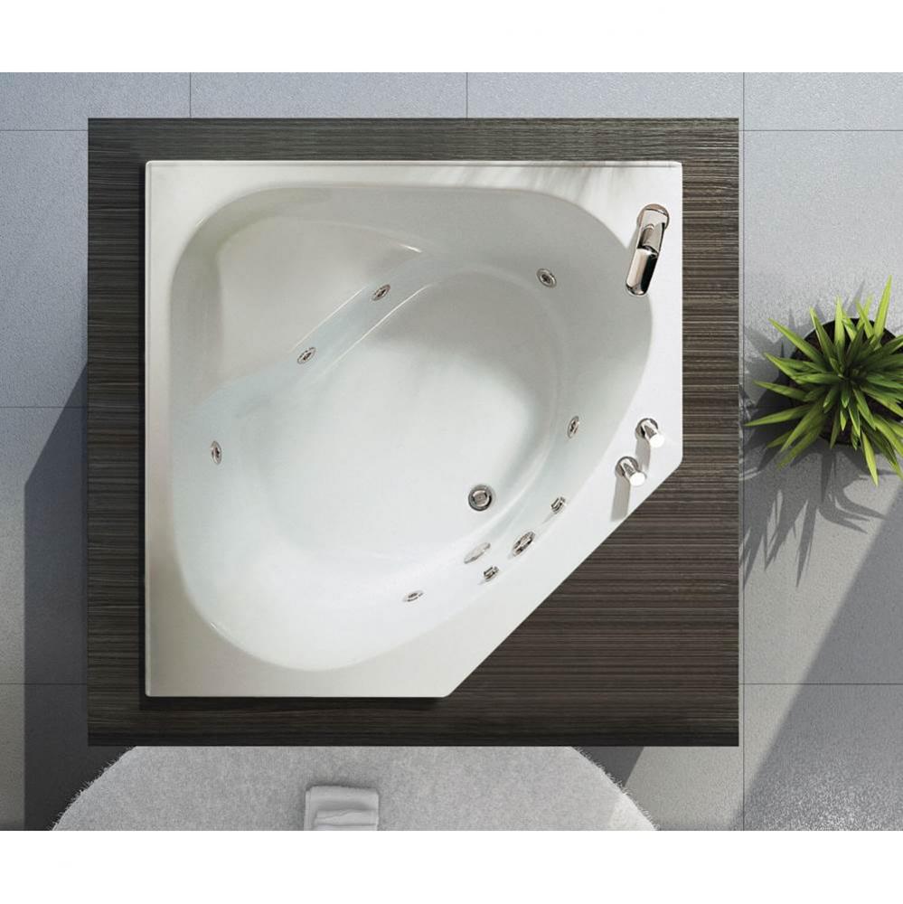 Tandem 54.125 in. x 54.125 in. Corner Bathtub with Without tiling flange, Center Drain Drain in Wh