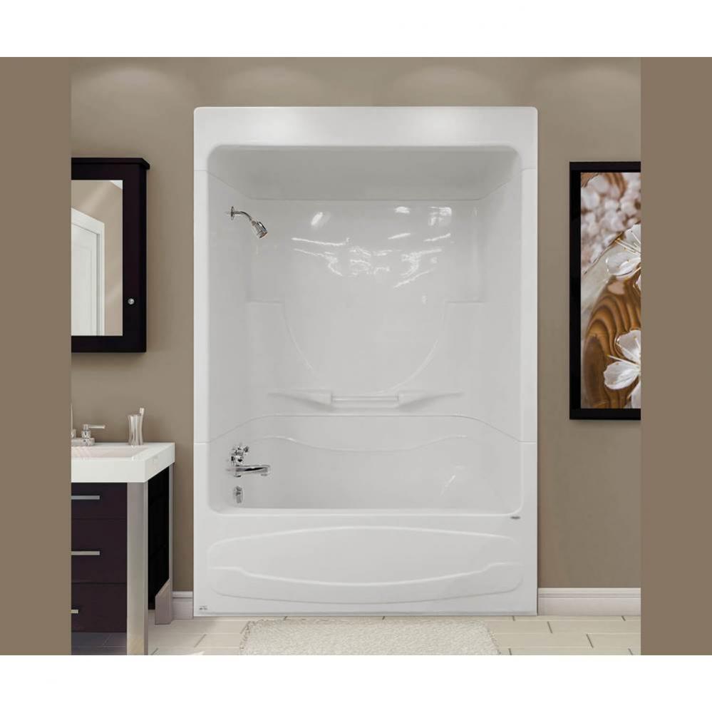 Figaro I 59.25 in. x 33 in. x 84.63 in. 3-piece Tub Shower with 10 microjets Left Drain in White