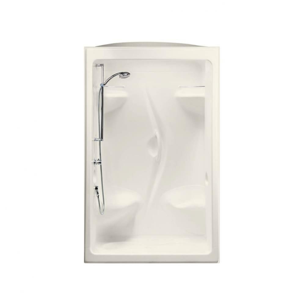 Stamina 48-I 51 in. x 35.75 in. x 85.25 in. 1-piece Shower with Right Seat, Center Drain in Biscui