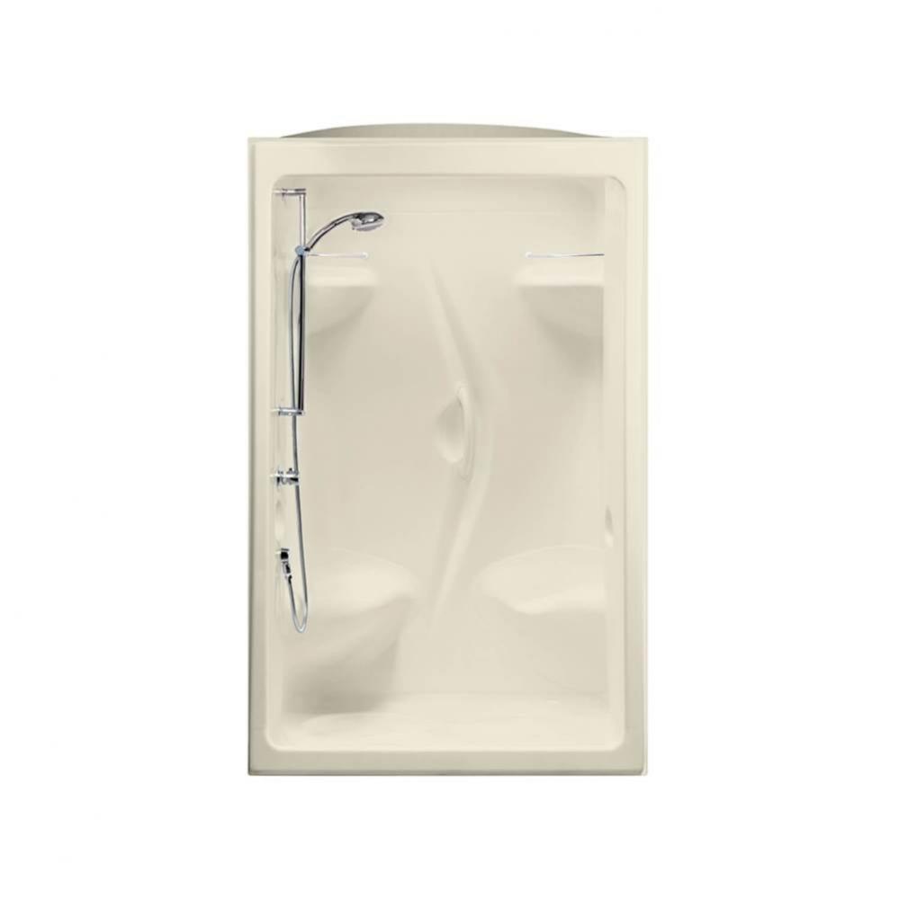 Stamina 48-I 51 in. x 35.75 in. x 85.25 in. 3-piece Shower with Right Seat, Center Drain in Bone
