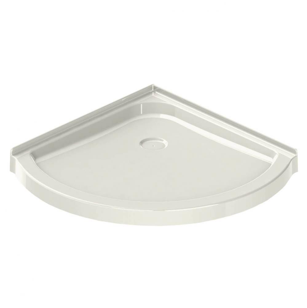 R 36.125 in. x 36.125 in. x 4.125 in. Round Corner Shower Base with Center Drain in Biscuit