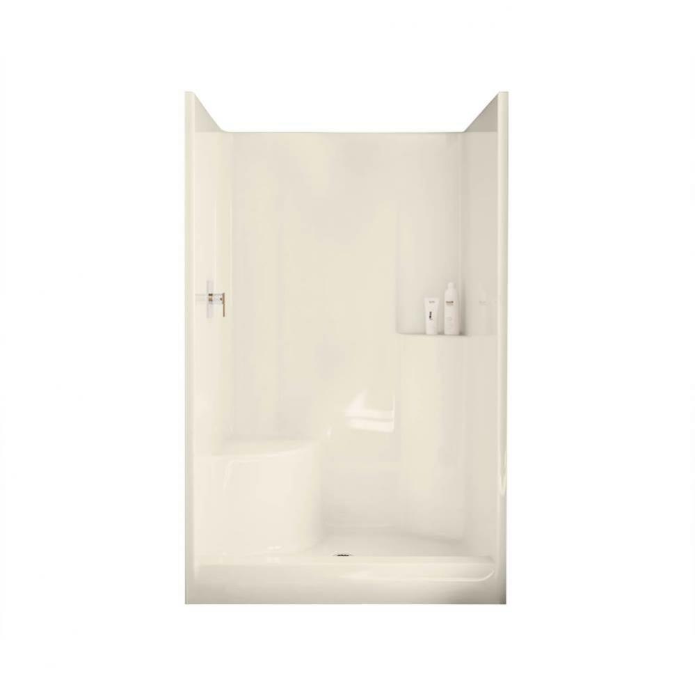 Evergreen 47.75 in. x 37 in. x 76.25 in. 1-piece Shower with Right Seat, Center Drain in Bone