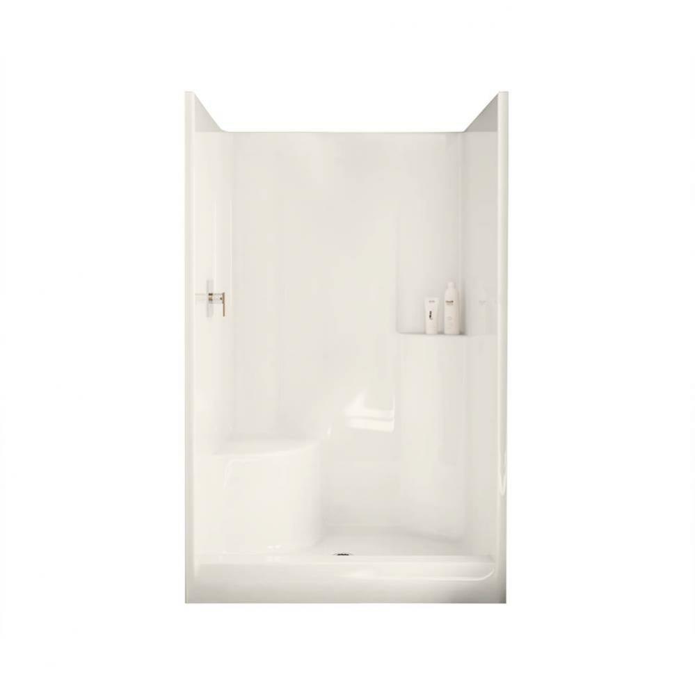 Evergreen 47.75 in. x 37 in. x 76.25 in. 1-piece Shower with Left Seat, Center Drain in Biscuit