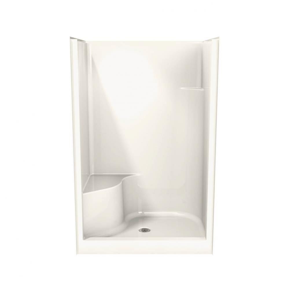 Carlton I 47.625 in. x 34.875 in. x 75 in. 1-piece Shower with Left Seat, Center Drain in Biscuit