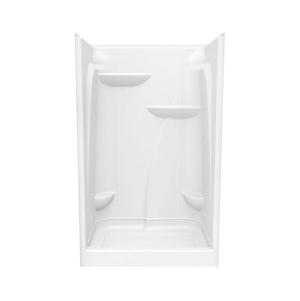E148 48 x 37 Acrylic Alcove Center Drain One-Piece Shower in White