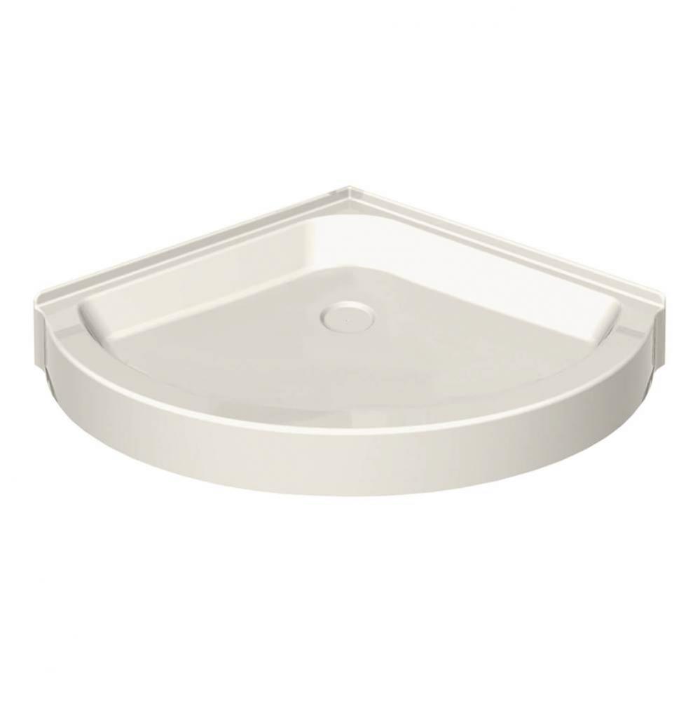 R 36.125 in. x 36.125 in. x 6.125 in. Round Corner Shower Base with Center Drain in Biscuit