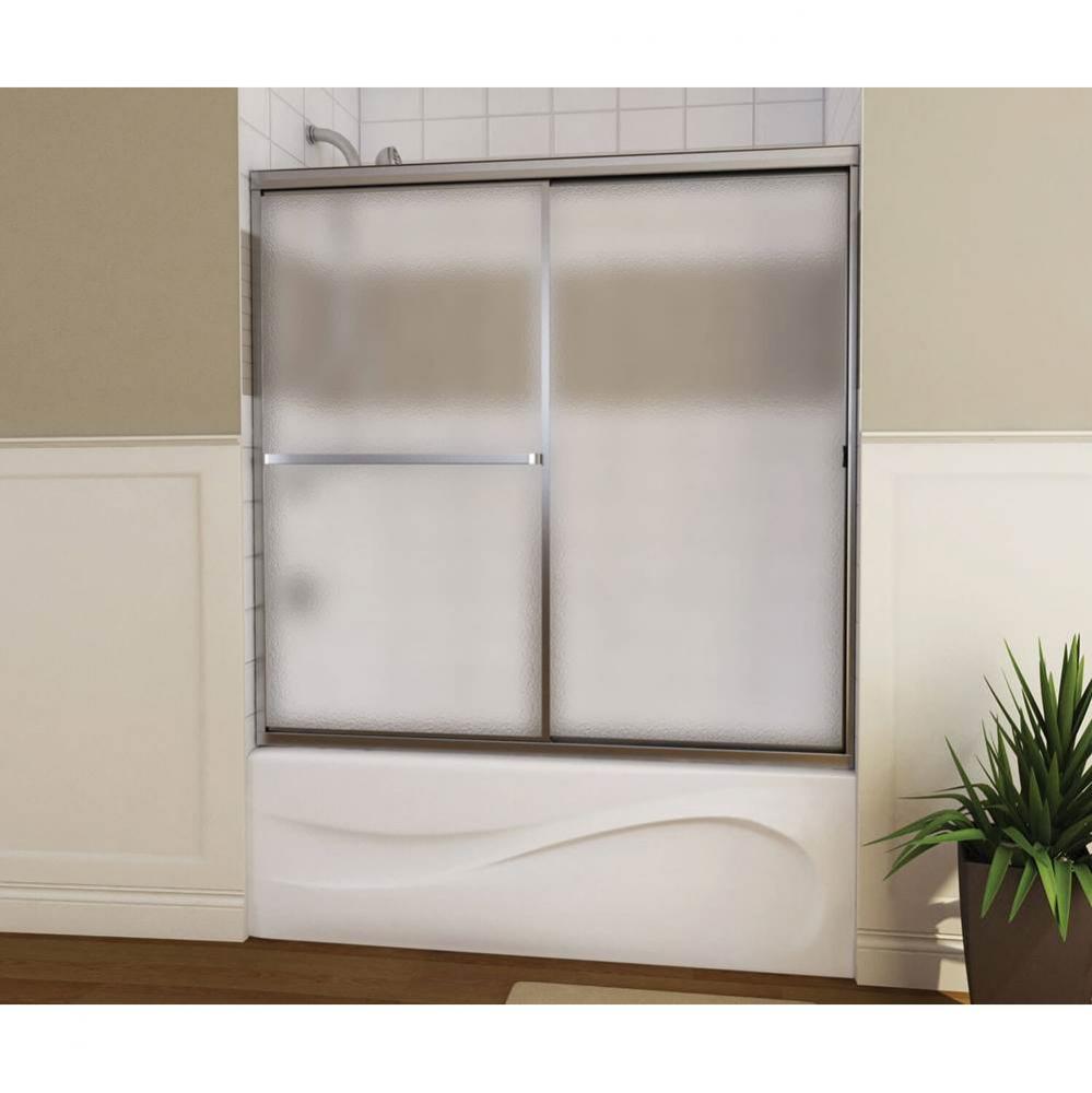 Mika 54 - 59 1/2 x 55 in Sliding Tub Door for Alcove Installation with Hammer glass in Mat Silver