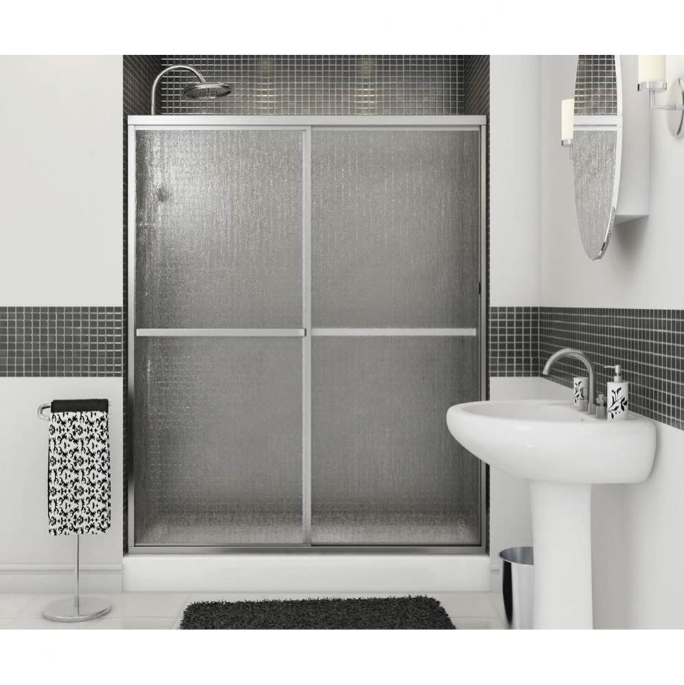 Polar 54-59 1/2 x 68 in. Sliding Shower Door for Alcove Installation with Raindrop glass in Chrome
