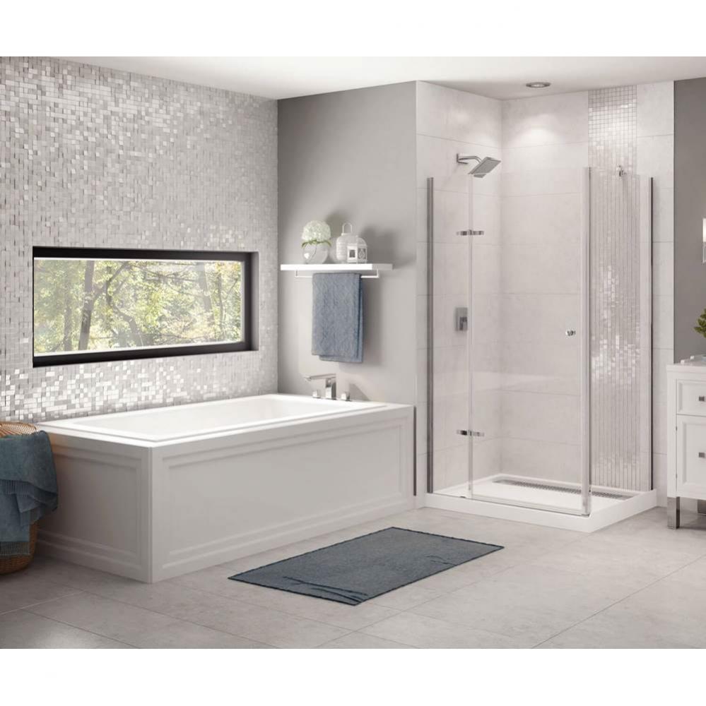 Skybox 66.25 in. x 35.75 in. Alcove Bathtub with End Drain in White