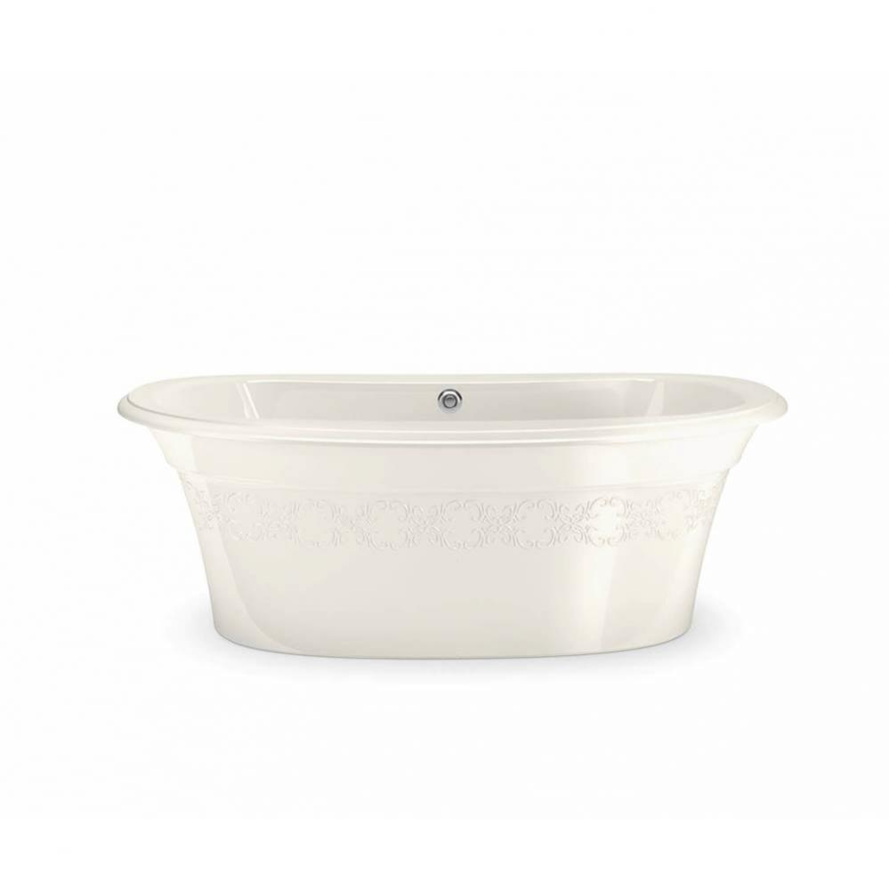 Ella Embossed 66 in. x 36 in. Freestanding Bathtub with Center Drain in Biscuit