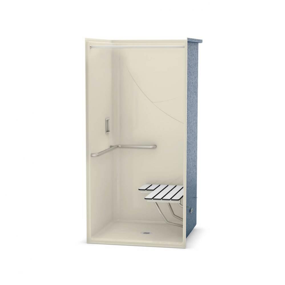 OPS-3636 L-BAR & Seat 36 in. x 36 in. x 76.625 in. 1-piece Shower with Left-hand Grab Bar, Cen