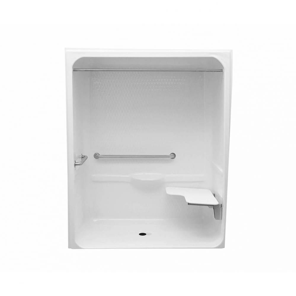 MX QSI-6430-BF 0.875 in. Acrylic Alcove Center Drain One-Piece Shower in White