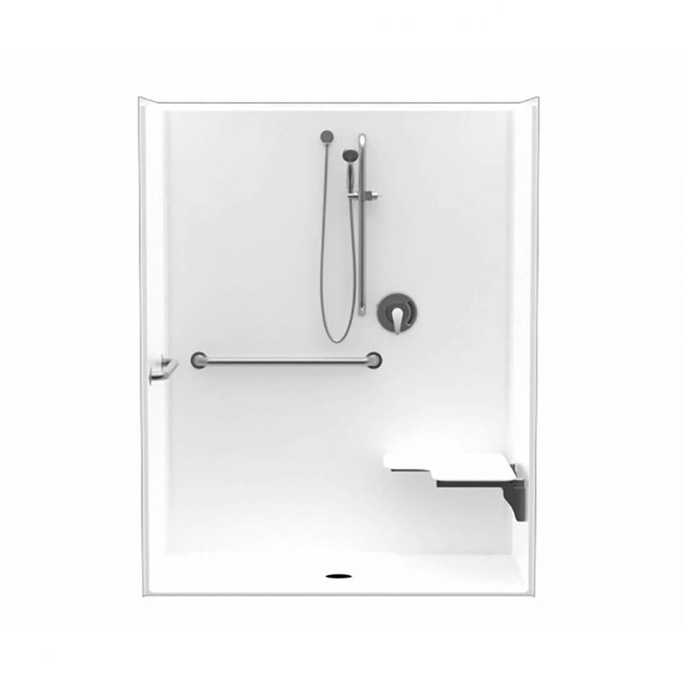 MX QSI-6233-BF 0.75 in. 62 in. x 32.75 in. x 78.5 in. 1-piece Shower with Right Seat, Center Drain