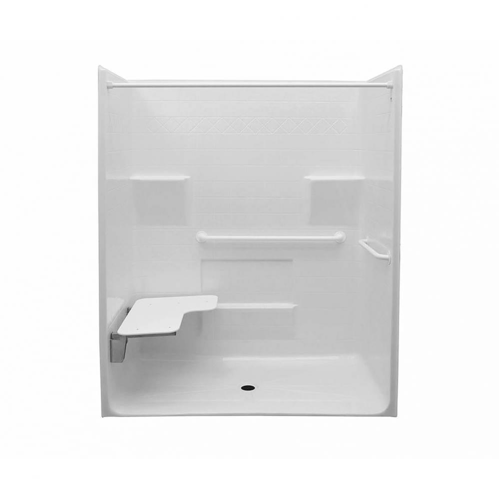 MX QSI-6334-BF 0.75 in. 63 in. x 34 in. x 78.75 in. 1-piece Shower with Right Seat, Center Drain i