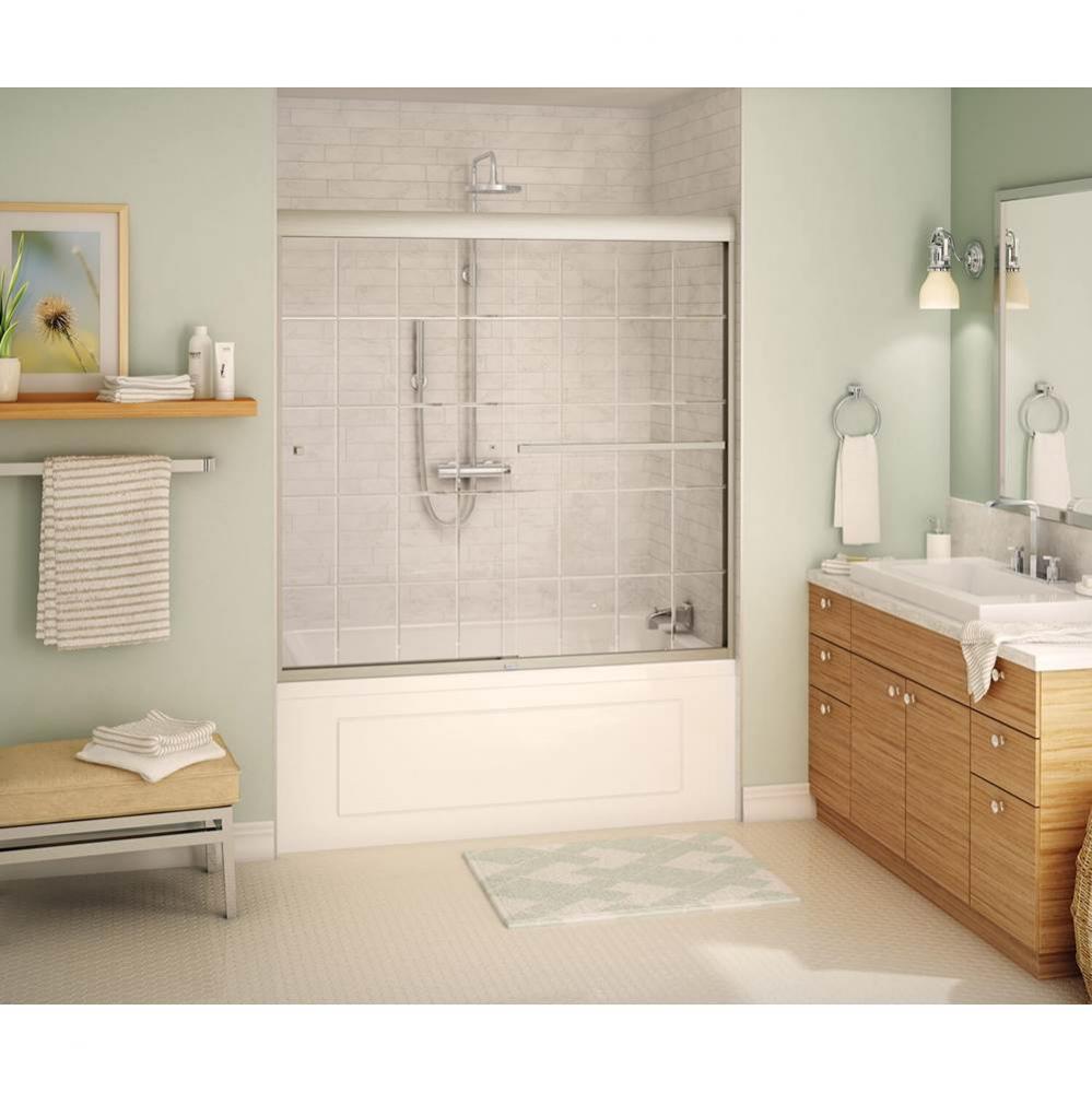 Aura 55-59 in. x 57 in. Bypass Tub Door with French Door Glass in Brushed Nickel