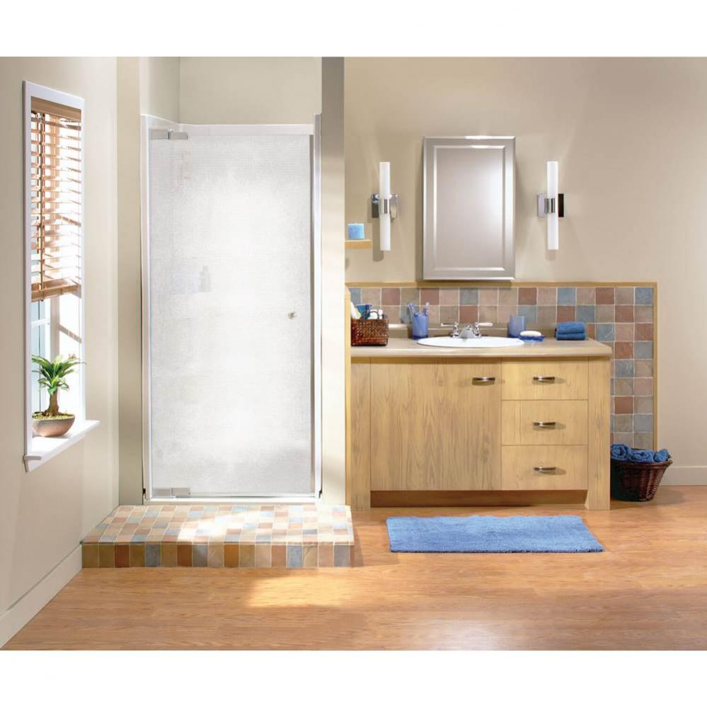 Kleara 1-panel 27.5-29.5 in. x 69 in. Pivot Alcove Shower Door with Mistelite Glass in Chrome