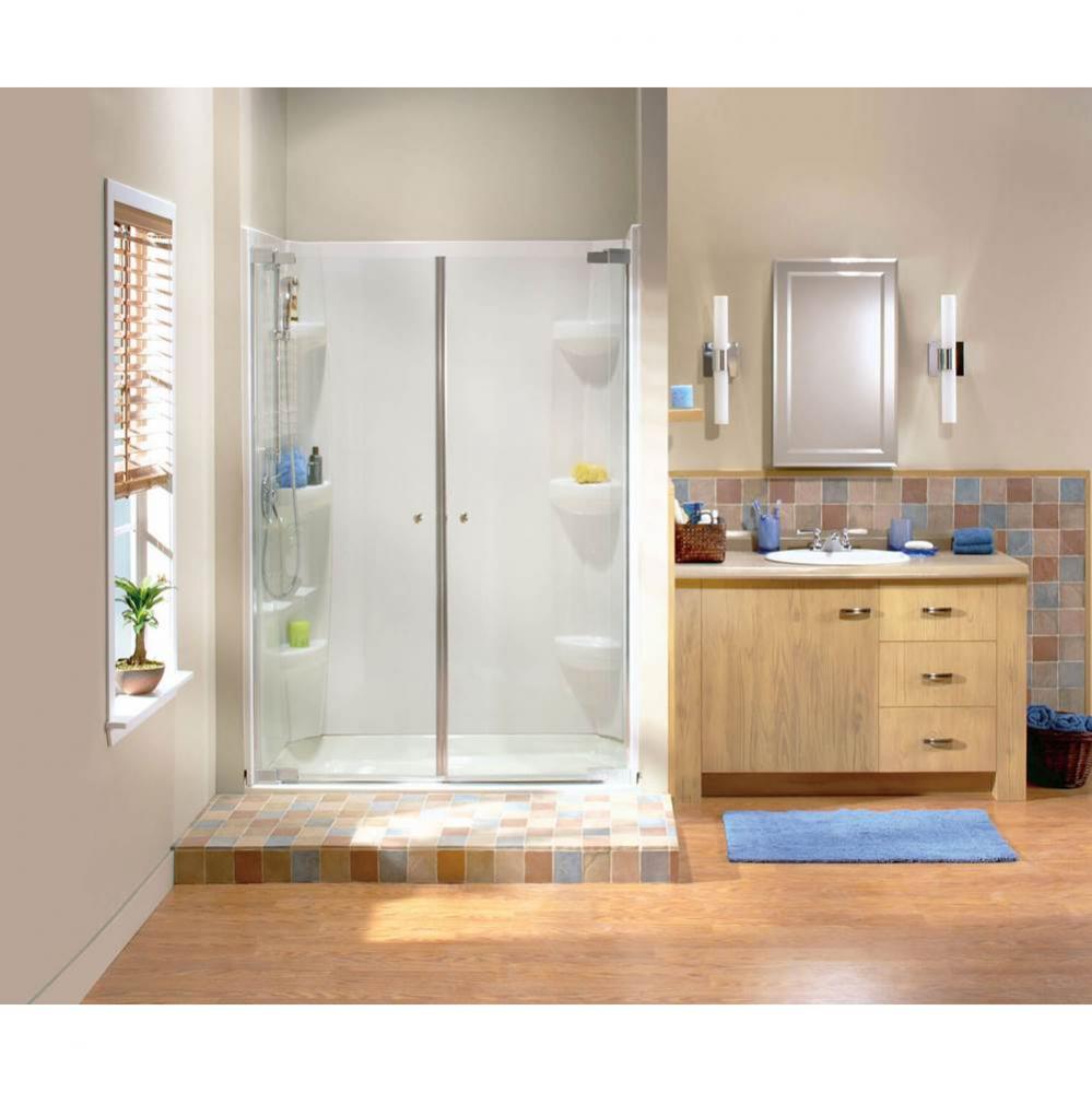 Kleara 2-panel 33.5-36.5 in. x 69 in. Pivot Alcove Shower Door with Clear Glass in Nickel