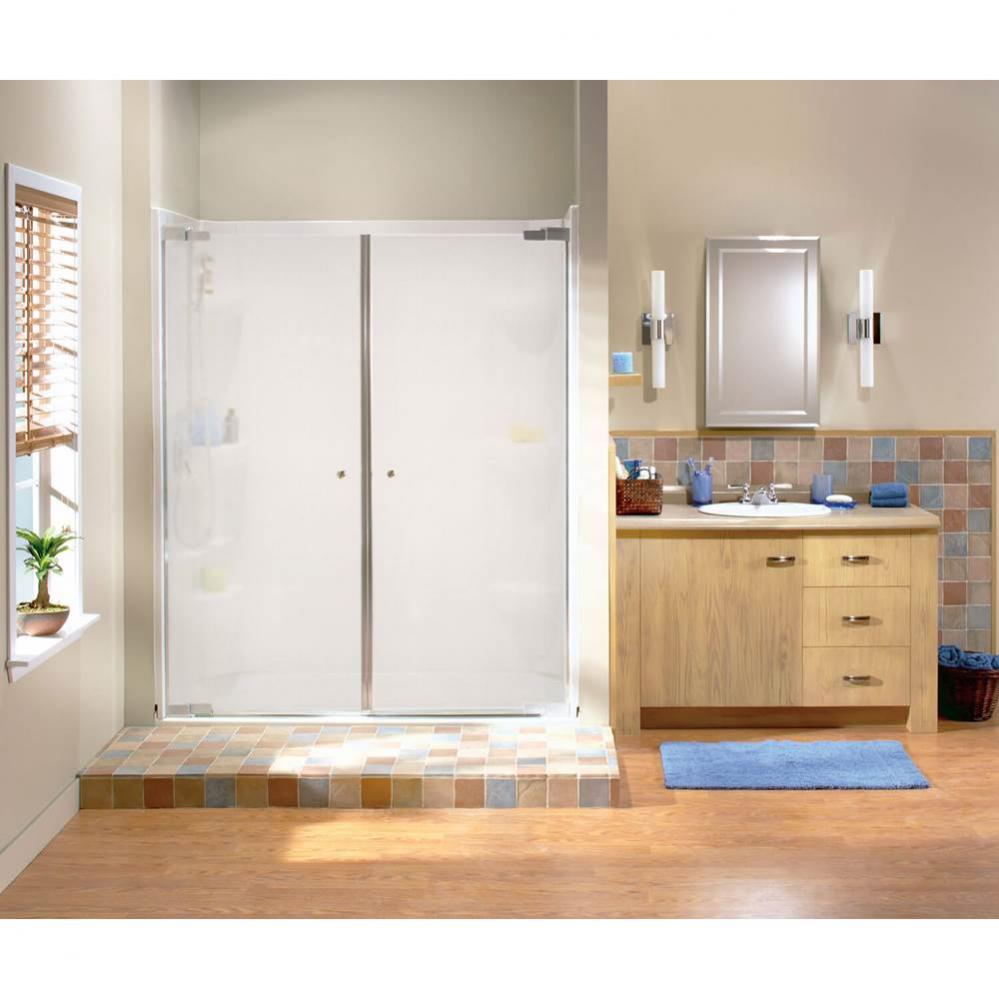 Kleara 2-panel 51.5-54.5 in. x 69 in. Pivot Alcove Shower Door with Mistelite Glass in Nickel