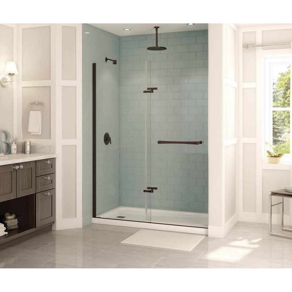 Reveal 71 56-59 x 71 1/2 in. 8mm Pivot Shower Door for Alcove Installation with Clear glass in Dar