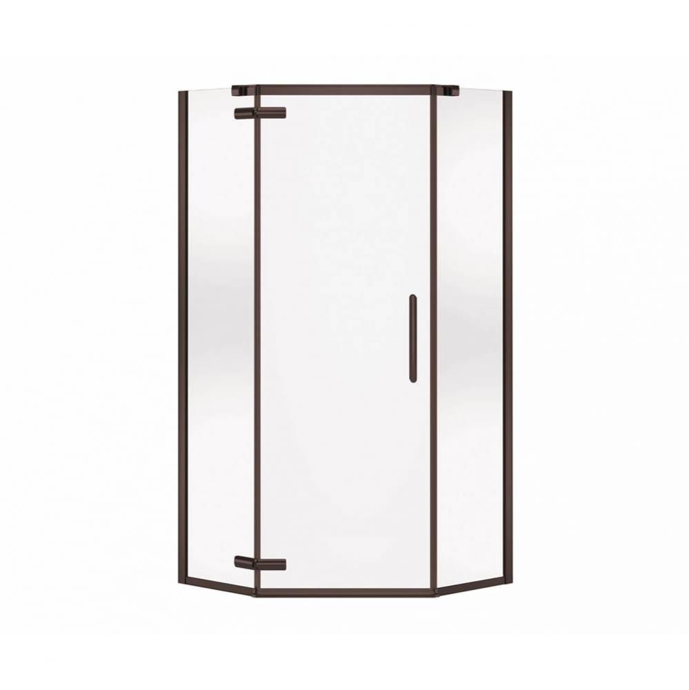 Hana Neo-angle 40 in. x 40 in. x 75 in. Pivot Corner Shower Door with Clear Glass in Dark Bronze