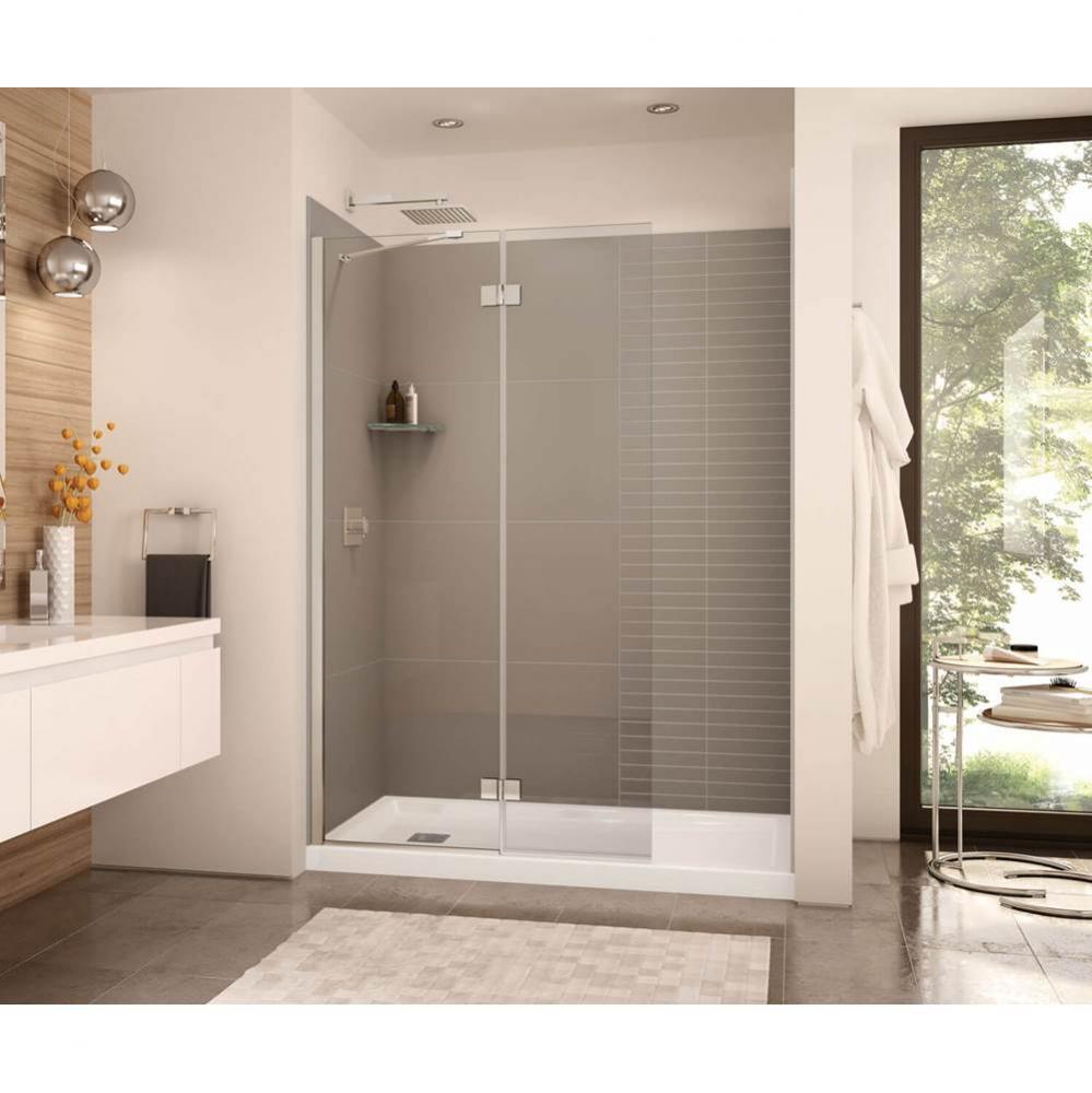 Edge Duo 42 x 75 in. 8 mm Pivot Shower Shield for Alcove Installation with Clear glass in Brushed