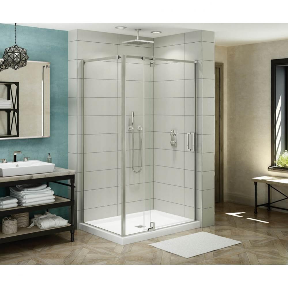 ModulR 48 x 36 x 78 in. 8mm Pivot Shower Door for Corner Installation with Clear glass in Brushed