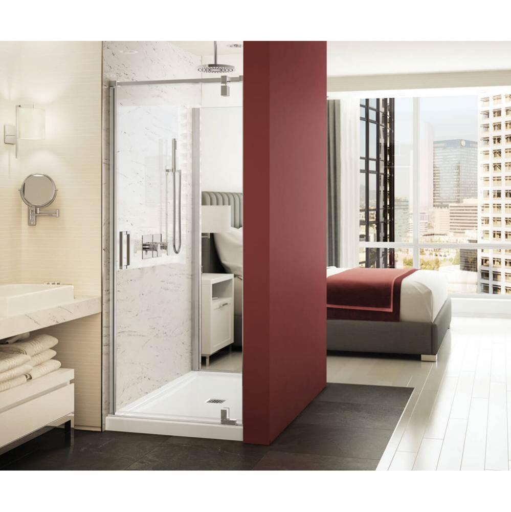 ModulR 32 in. x 78 in. Pivot Tunnel Shower Door with Clear Glass in Brushed Nickel