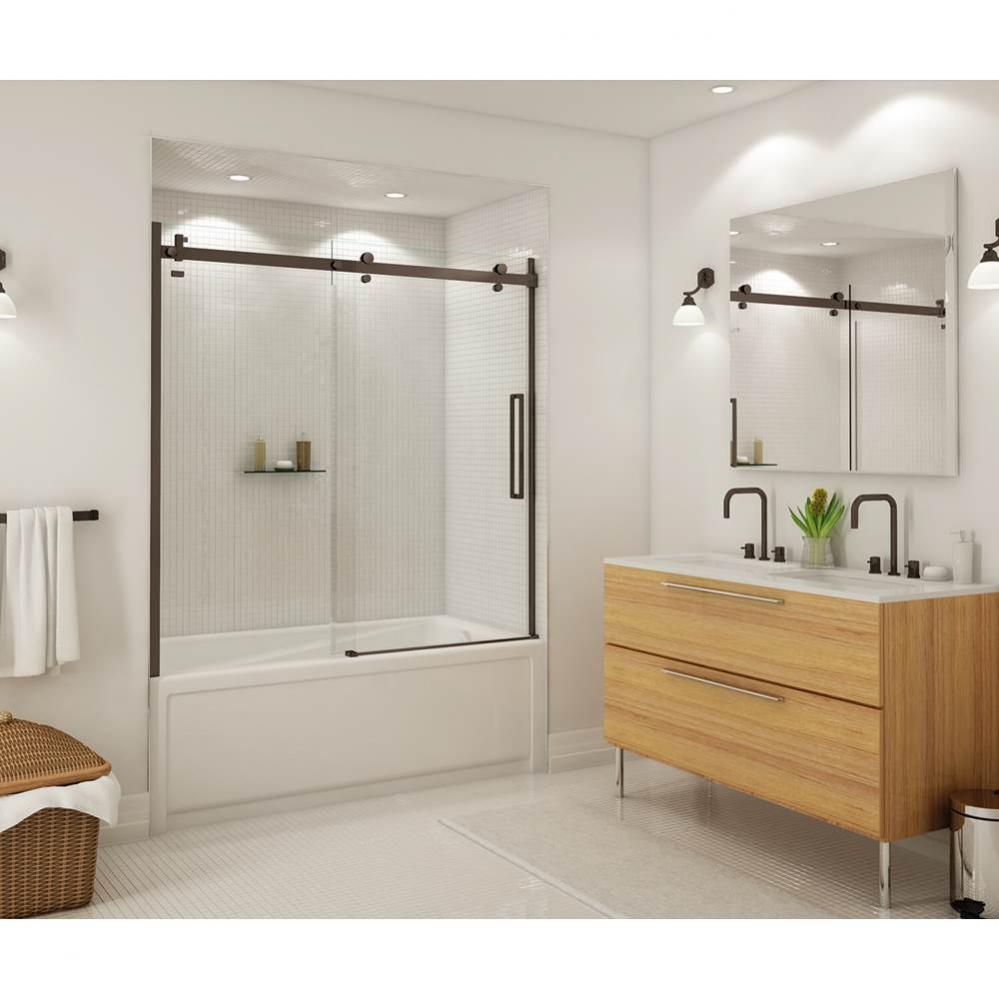 Halo 56 1/2-59 x 59 in. 8 mm Sliding Tub Door for Alcove Installation with Clear glass in Dark Bro