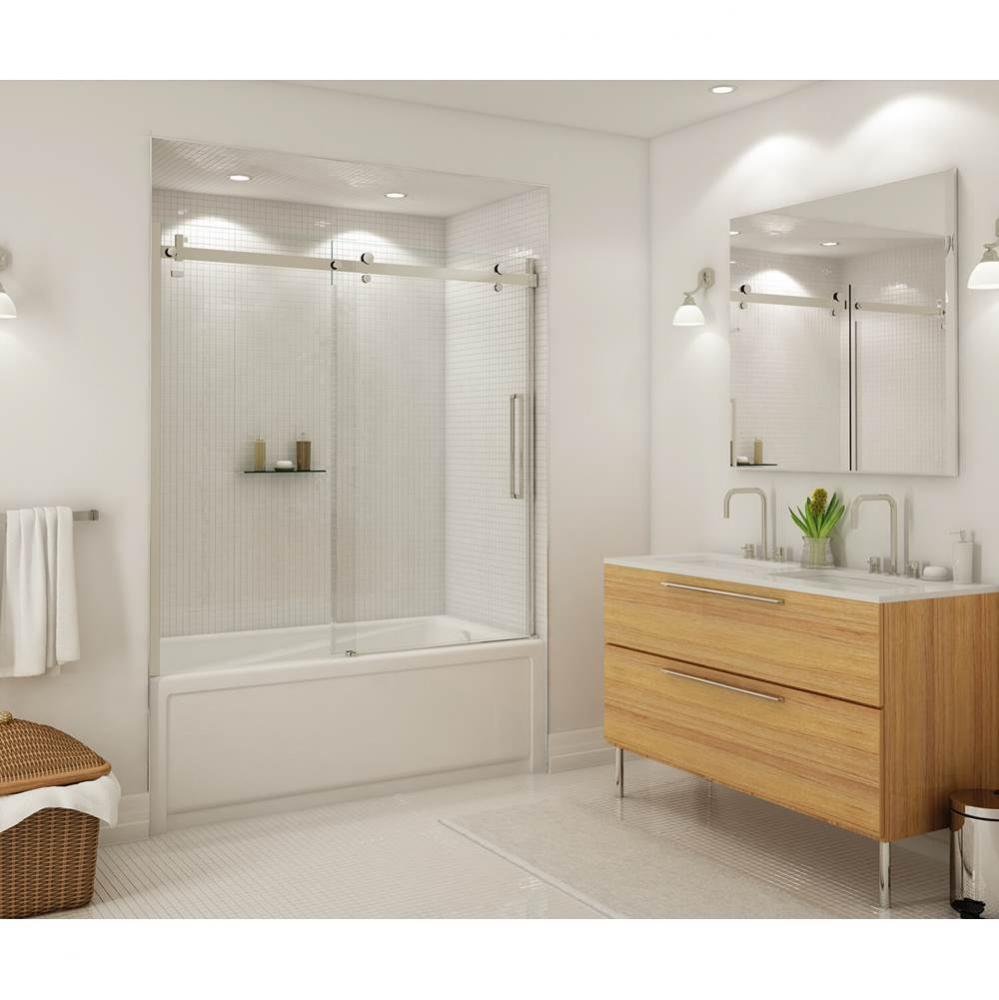 Halo 56 1/2-59 x 59 in. 8 mm Sliding Tub Door for Alcove Installation with Clear glass in Brushed