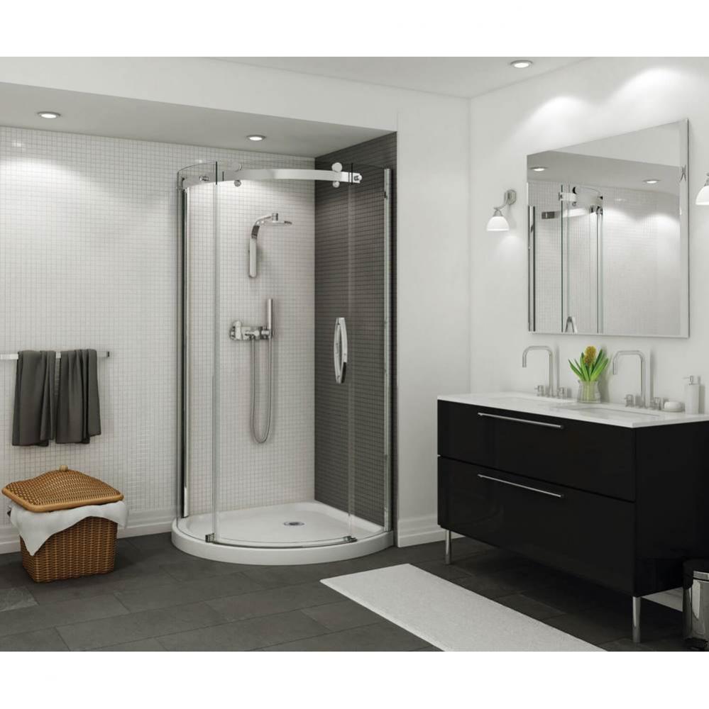 Halo Round 36 x 36 x 76 in Sliding Shower Door for Corner Installation with Clear glass in Chrome