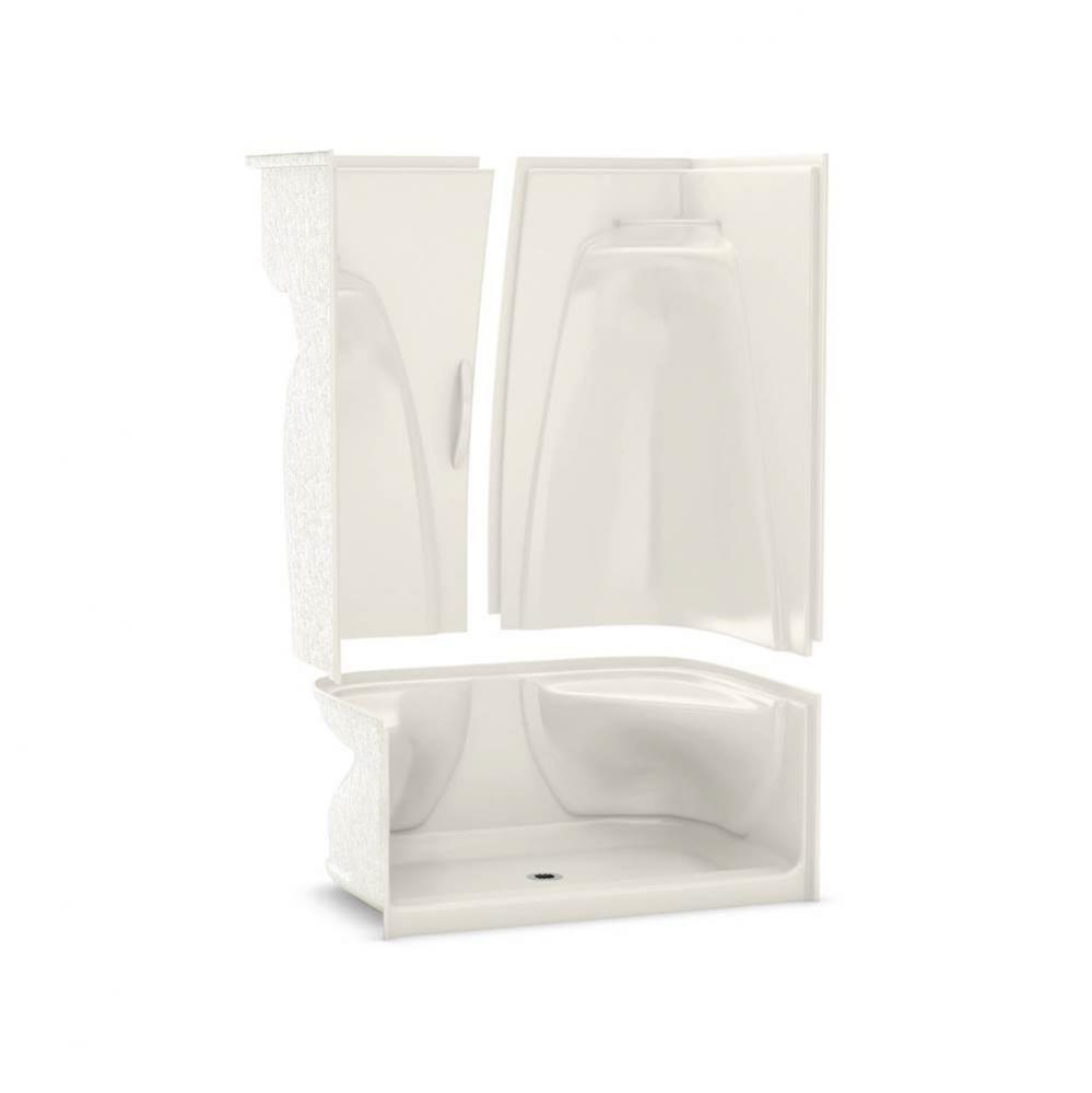 ACSH-3P-48 48 in. x 34.25 in. x 77 in. 3-piece Shower with Left Seat, Center Drain in Biscuit