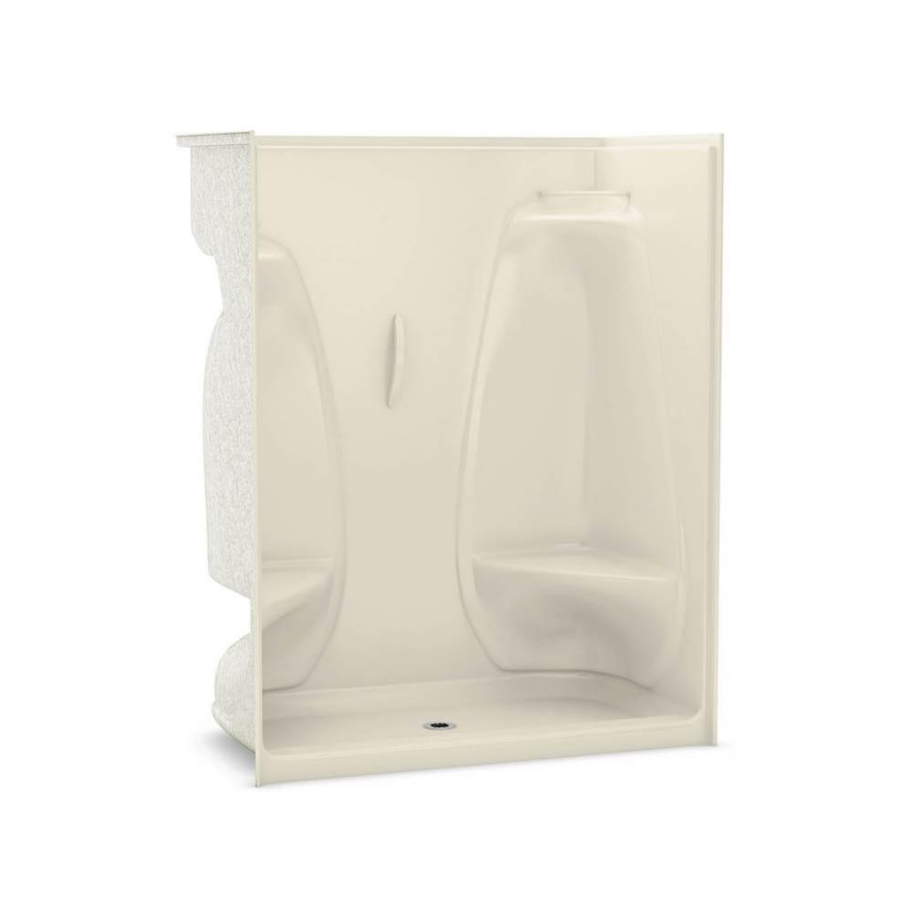 ACSH/RS/LS/NS-60 60 in. x 33.25 in. x 75 in. 1-piece Shower with Two Seats, Center Drain in Bone