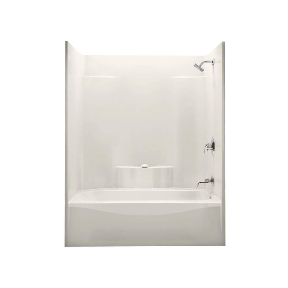 TS 60 in. x 37 in. x 77.5 in. 1-piece Tub Shower with Right Drain in Biscuit