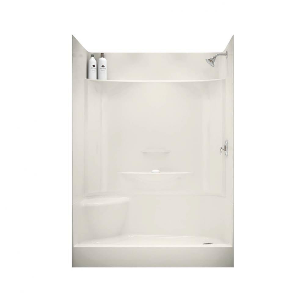 KDS 59.75 in. x 30 in. x 80.125 in. 4-piece Shower with Right Seat, Left Drain in Biscuit
