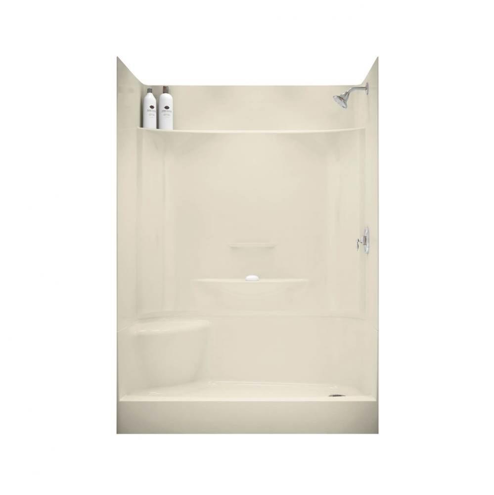 KDS AFR 59.75 in. x 30 in. x 82.25 in. 4-piece Shower with No Seat, Center Drain in Bone