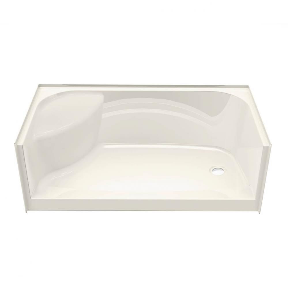 SPS 59.875 in. x 33.5 in. x 20.125 in. Rectangular Alcove Shower Base with Center Drain in Biscuit