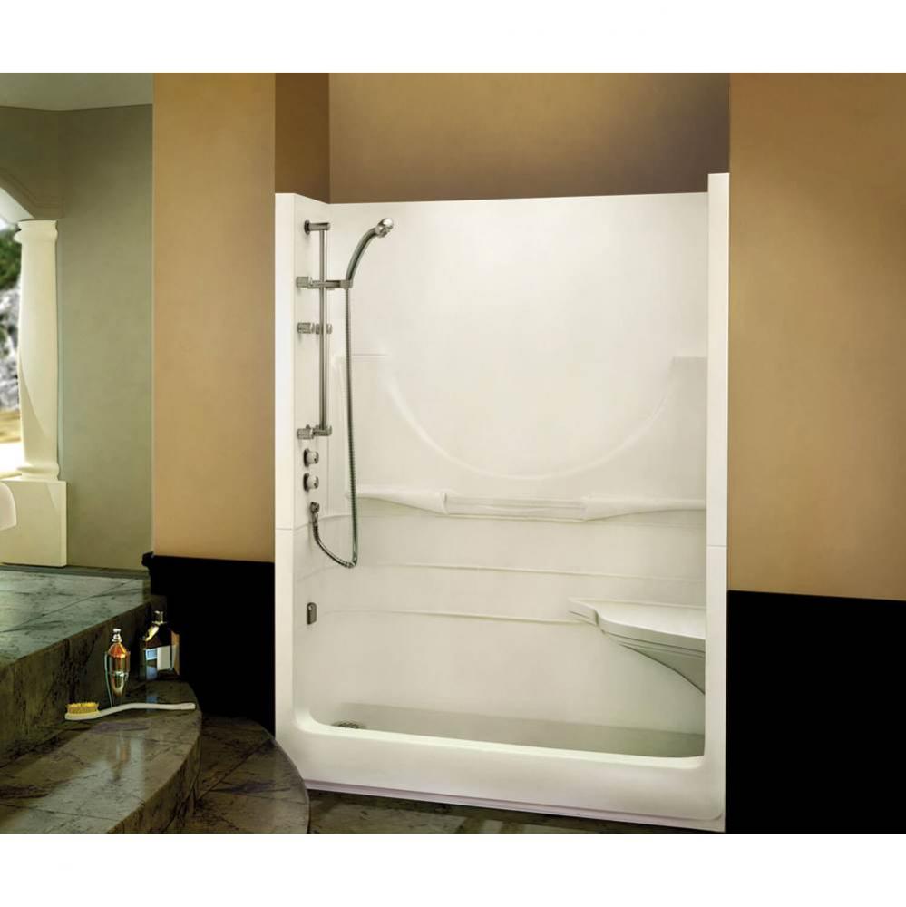 Allegro II 59.25 in. x 33 in. x 74.5 in. 2-piece Shower with Right Seat, Left Drain in White