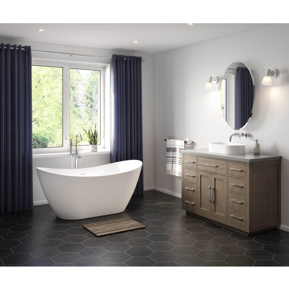 Mahaba 60 x 29 Acrylic Freestanding Oval Center Drain Bathtub in White