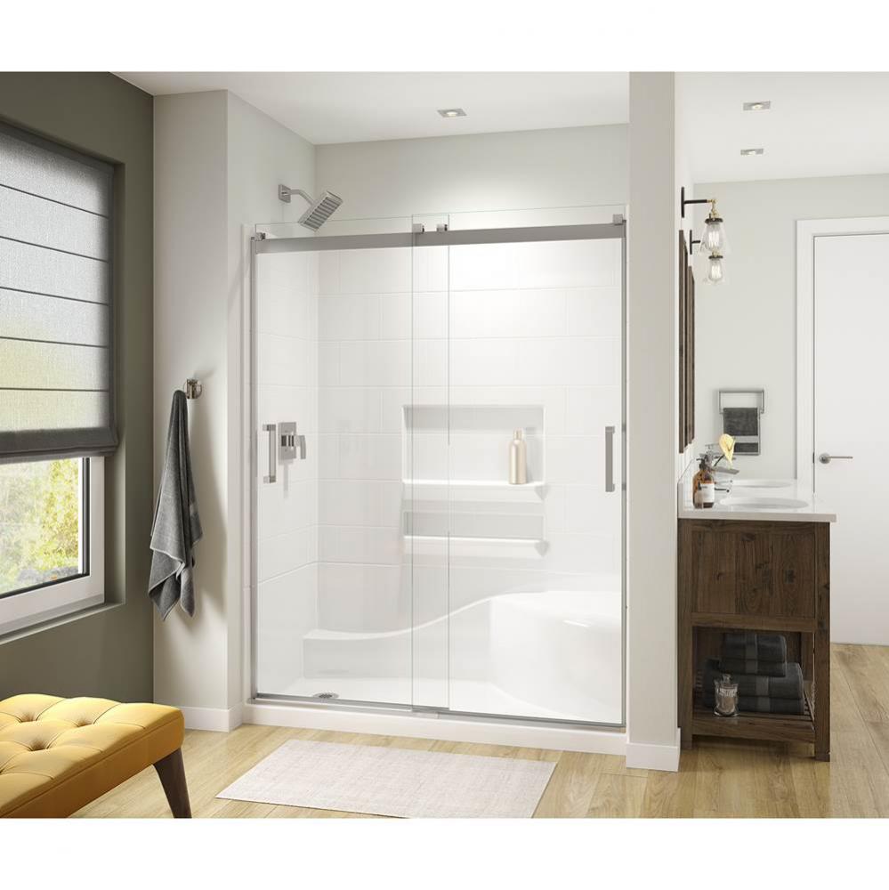 Revelation Square 56-59 x 70 1/2-73 in. 6 mm Sliding Shower Door for Alcove Installation with Clea