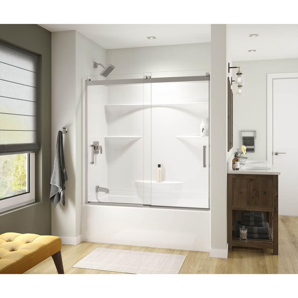Revelation Square 56-59 x 56 3/4-59 1/4 in. 6 mm Sliding Tub Door for Alcove Installation with Cle