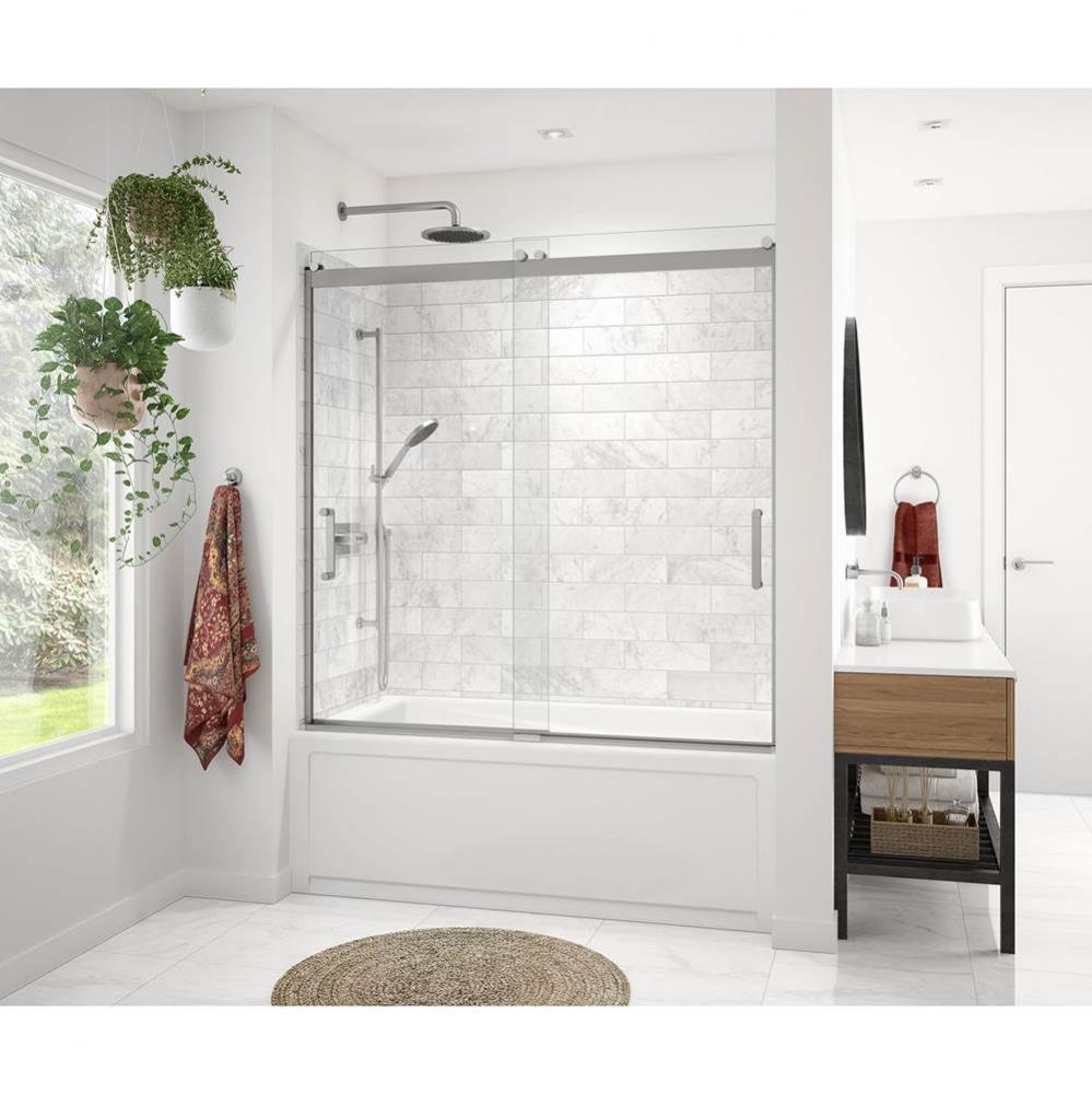 Revelation Round 56-59 x 56 3/4-59 1/4 in. 6 mm Sliding Tub Door for Alcove Installation with Clea