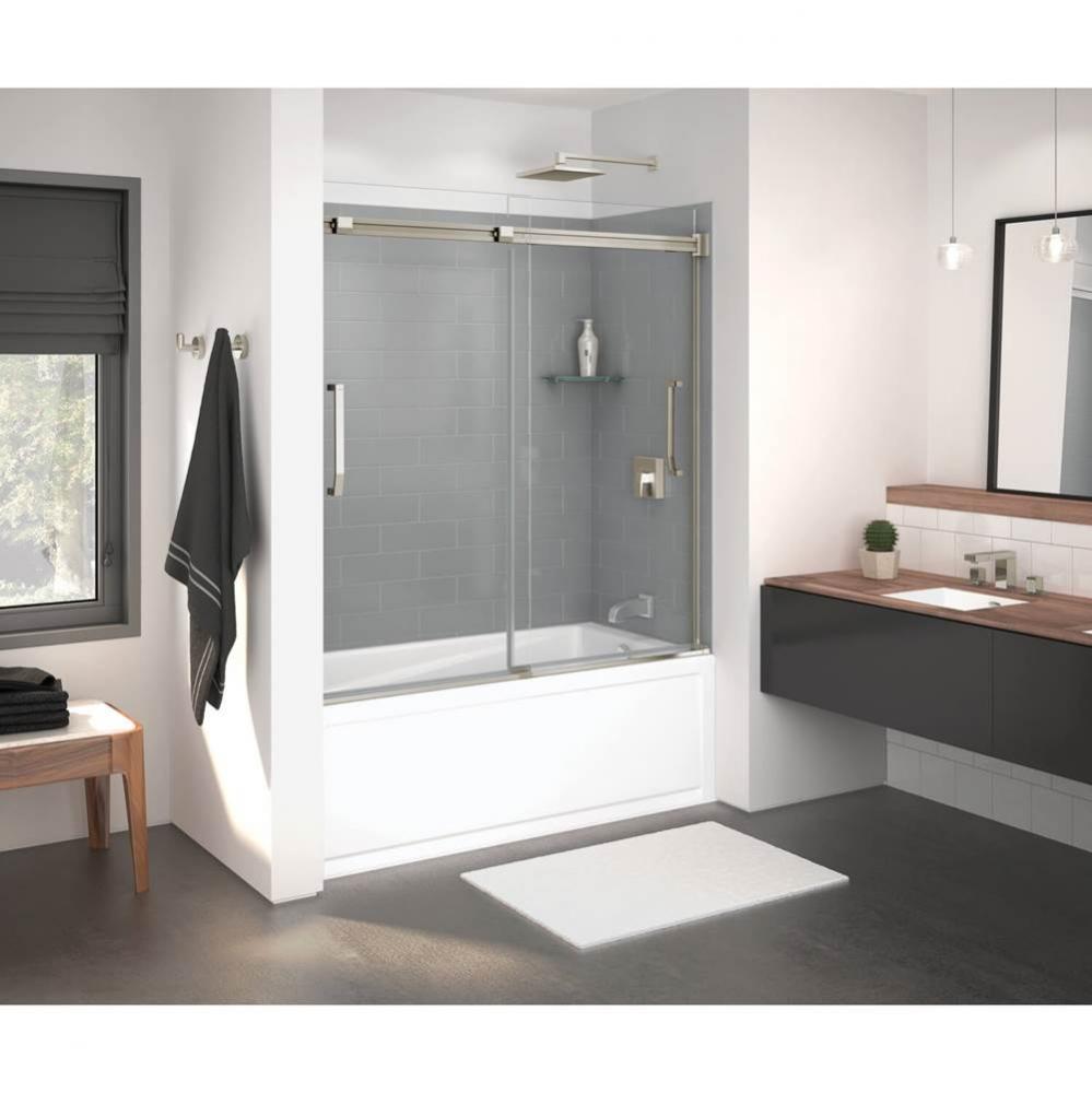 Inverto 56-59 x 55 1/2-59 in. 8mm Sliding Tub Door for Alcove Installation with Clear glass in Bru