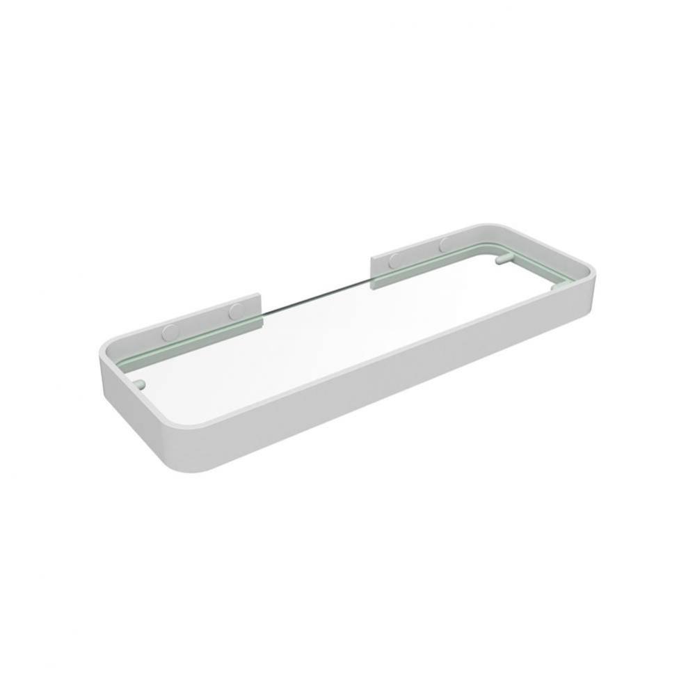 Manhattan Rectangular Shelf with Clear Glass in white