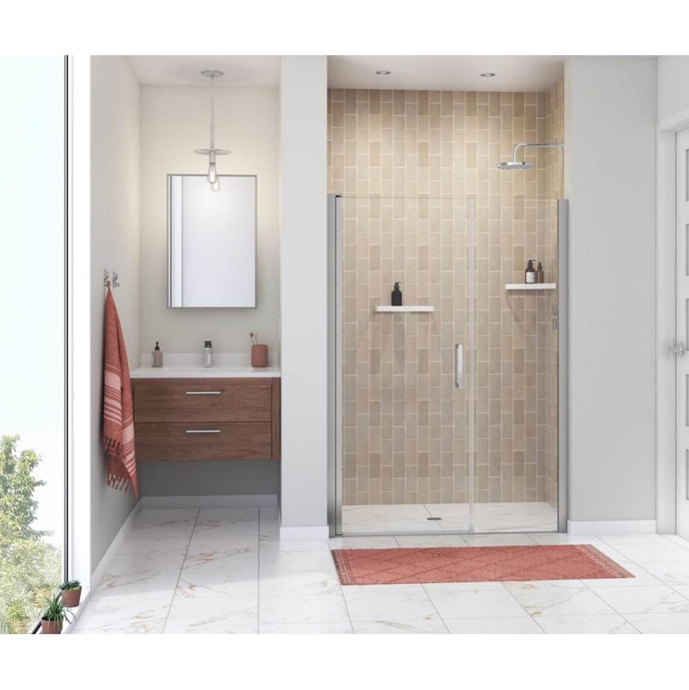Manhattan 51-53 x 68 in.6 mm Pivot Shower Door for Alcove Installation with Clear glass & Roun