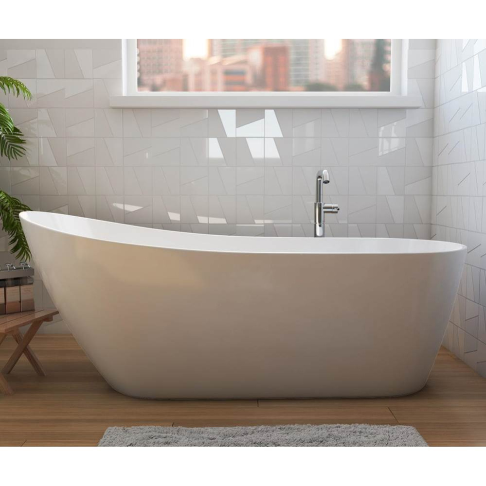 Soca 67 x 29 Acrylic Freestanding Slipper End Drain Bathtub in White