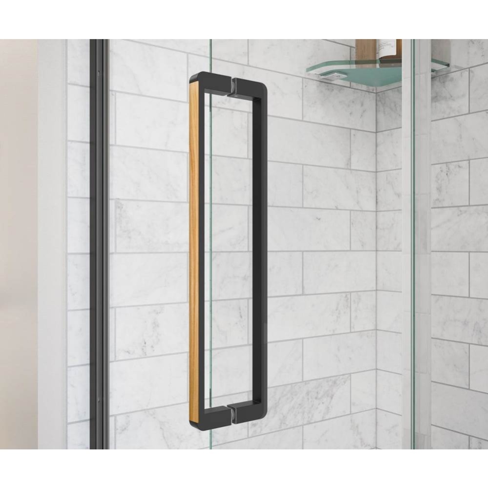 Specialty Handle for Uptown Pivot and Slider in Matte Black and Wood